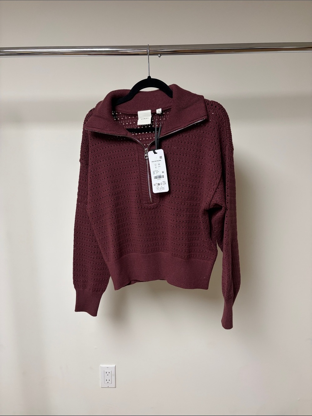 Varley darla half zip knit sassafras